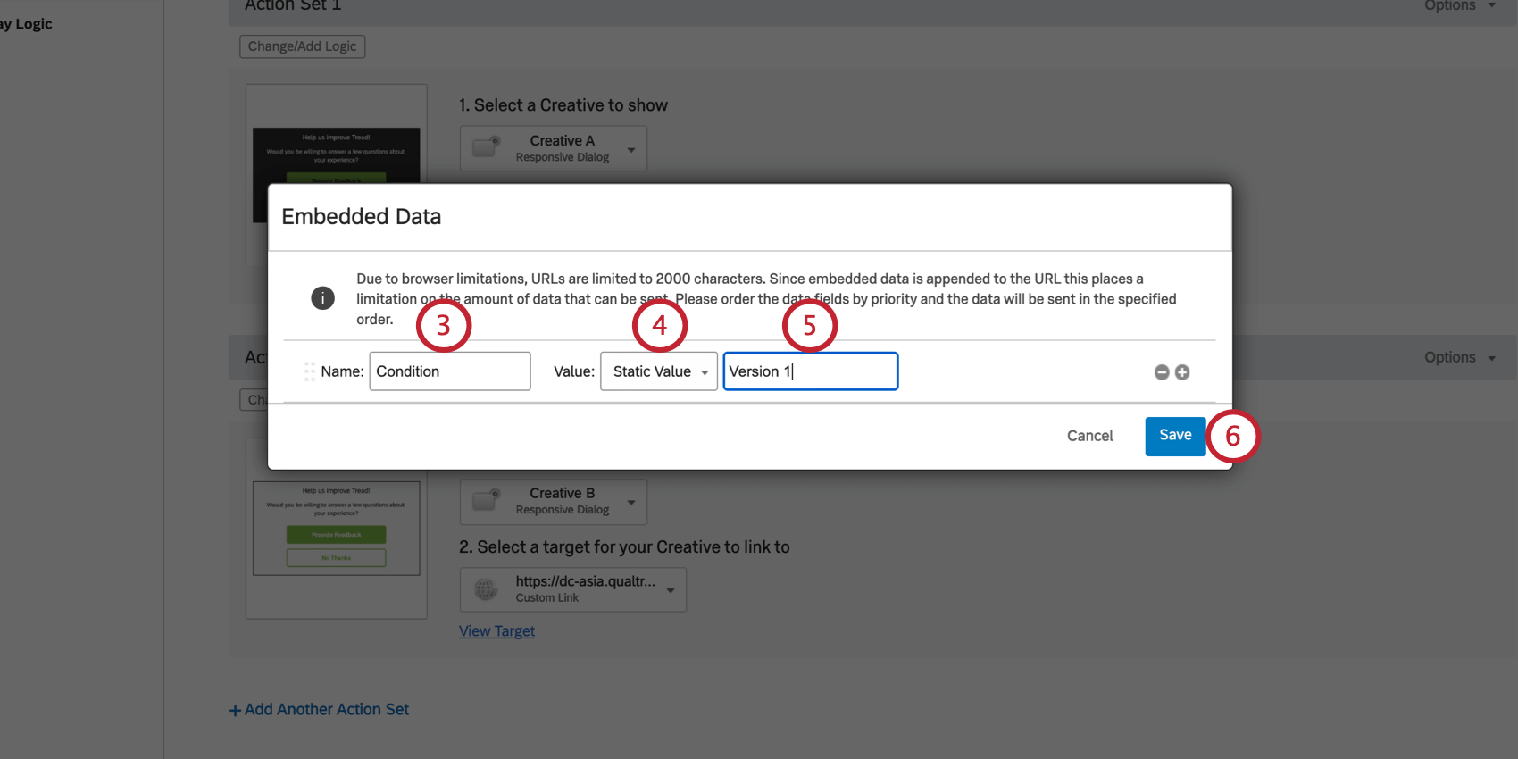 新しいウィンドウが開き、指示に従って静的埋め込みを追加する。