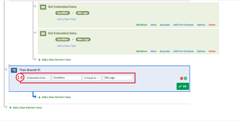 Ramificação com conjunto de condições descrito