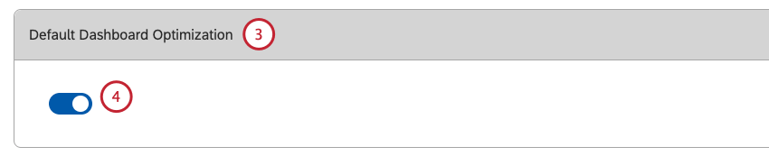 Configuración de optimización del Tablero predeterminada