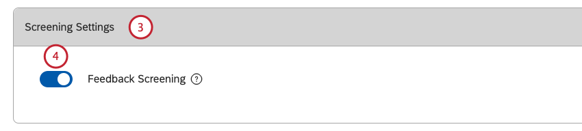 screening setting section