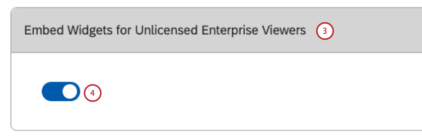 Embed Widgets for Unlicensed Enterprise Users section