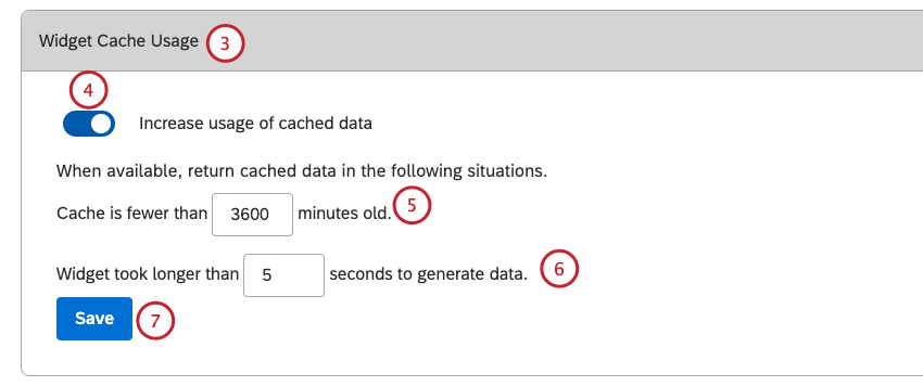 seção de uso do cache widget