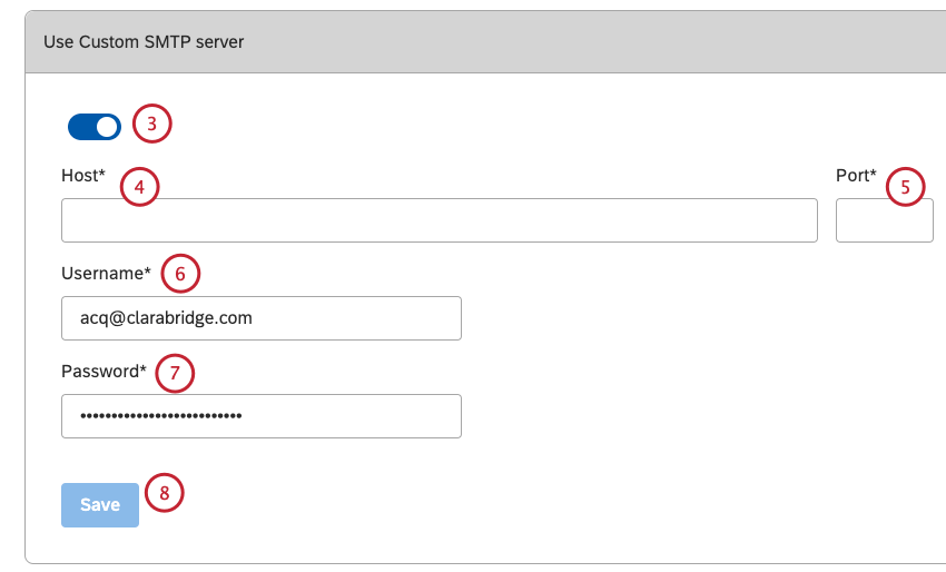 Benutzerdefinierte smtp verwenden