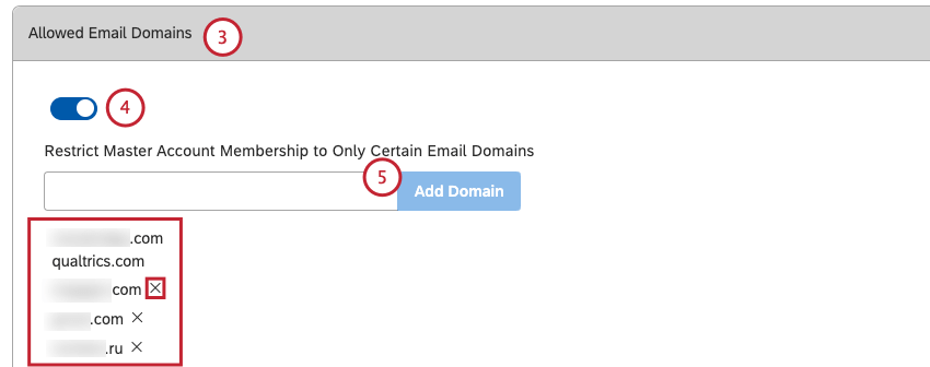 configuração de domínios de e-mail permitidos