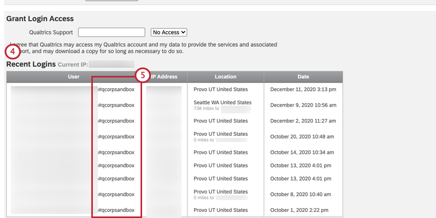the recent logins chart in account settings