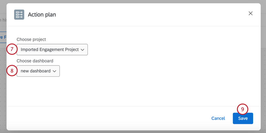 scegliere il progetto e il dashboard che contiene i piani dazione