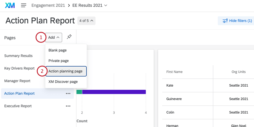 adding an action plan page