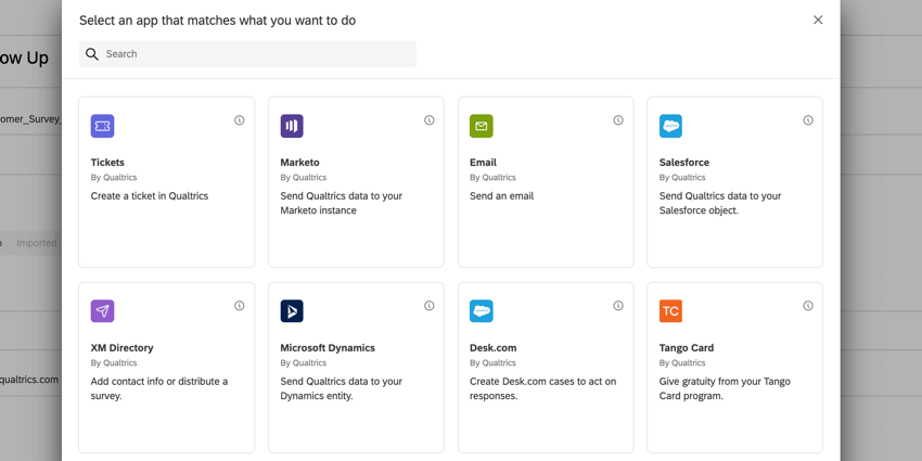 a janela de seleção de evento