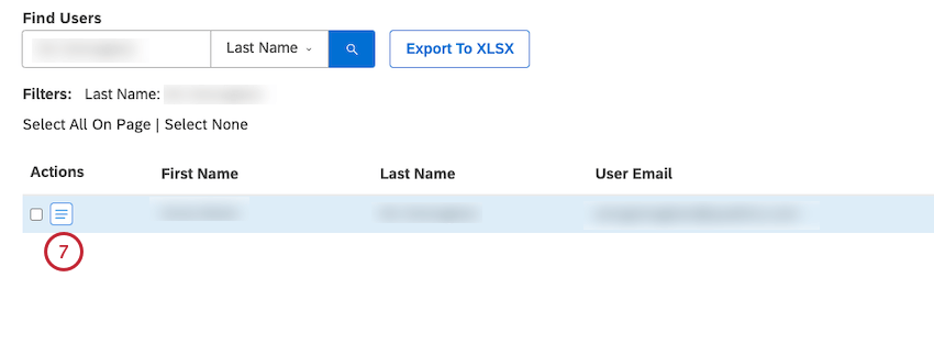 Expand the actions menu next to the user account.