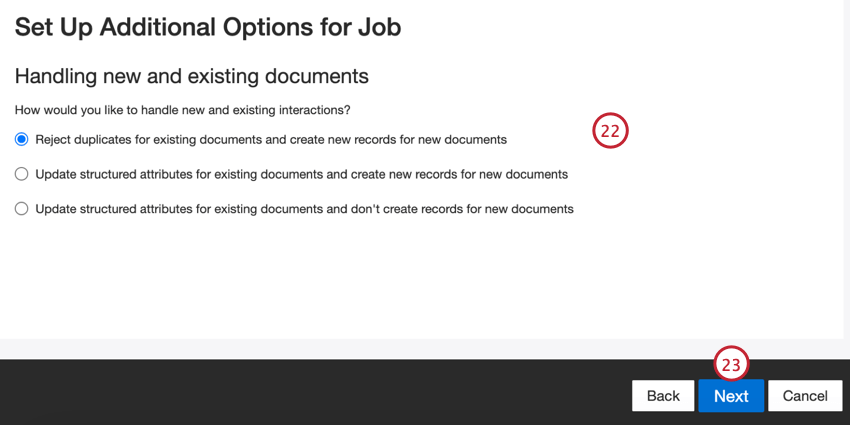 choosing how duplicate documents are handled
