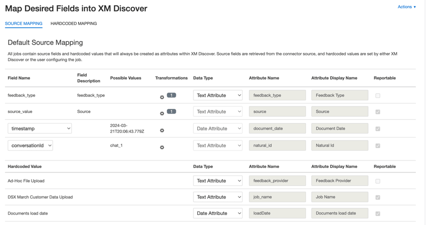 the default mapping for an ad hoc upload job
