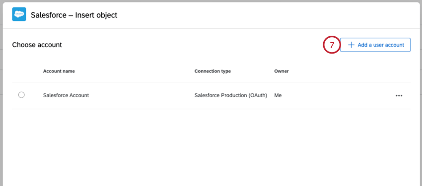 the add a new account button