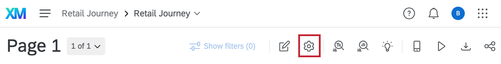 Button that has a gear icon