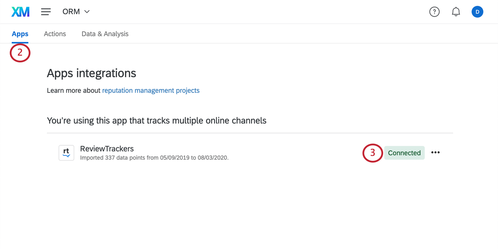 cliquer sur une application connectée