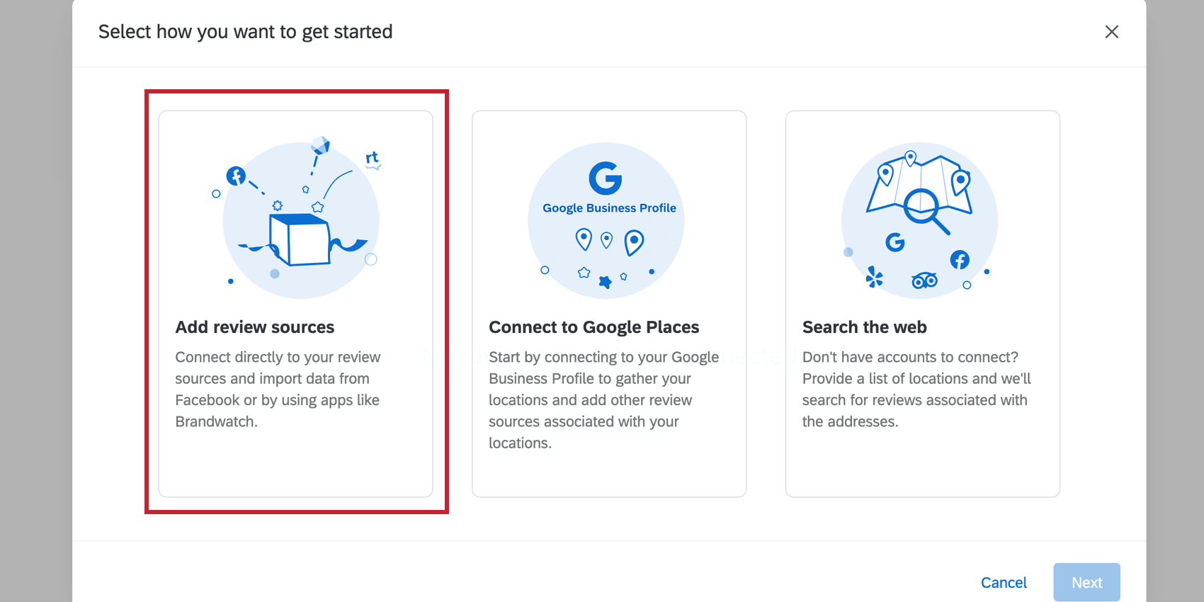 3 options are shown. first one, add review sources, is selected