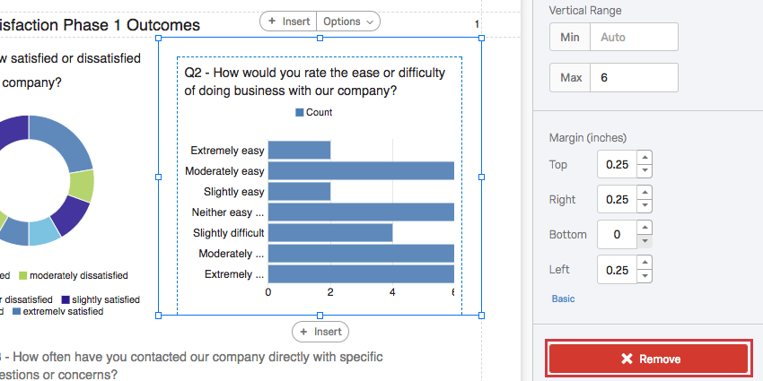 Botão Remover na parte inferior do painel de edição à direita