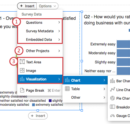 Inserir menu expandido em uma visualização