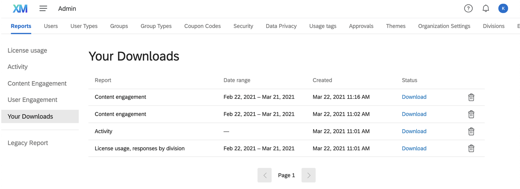 Your Downloads selected to left