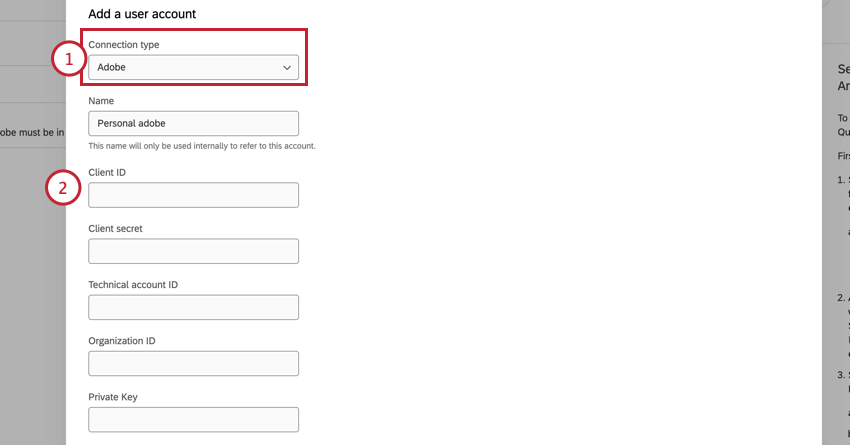 the fields for adding JWT credentials