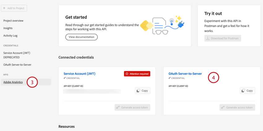 selecionando as credenciais de oauth