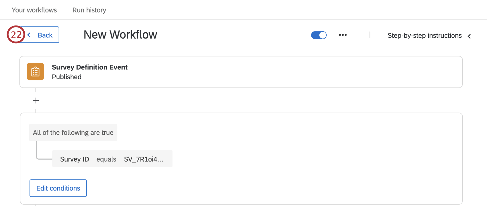 im Workflow auf Zurück klicken