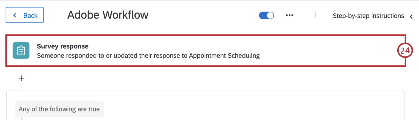 clicking on the survey response event