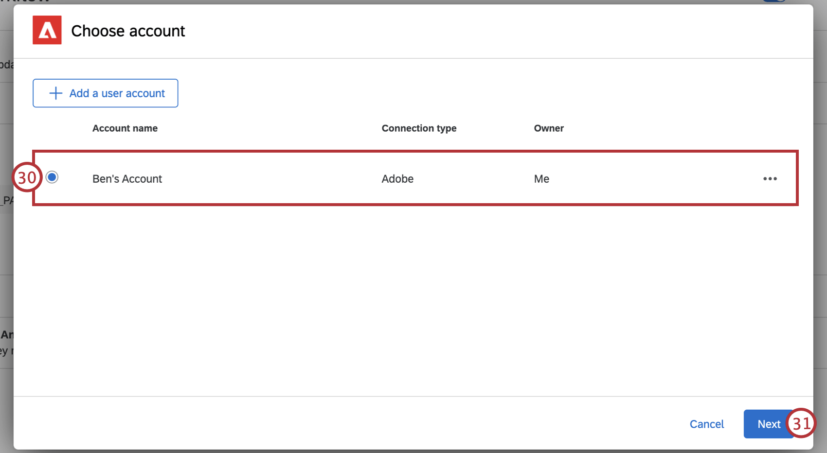 scegliere laccount Adobe da utilizzare