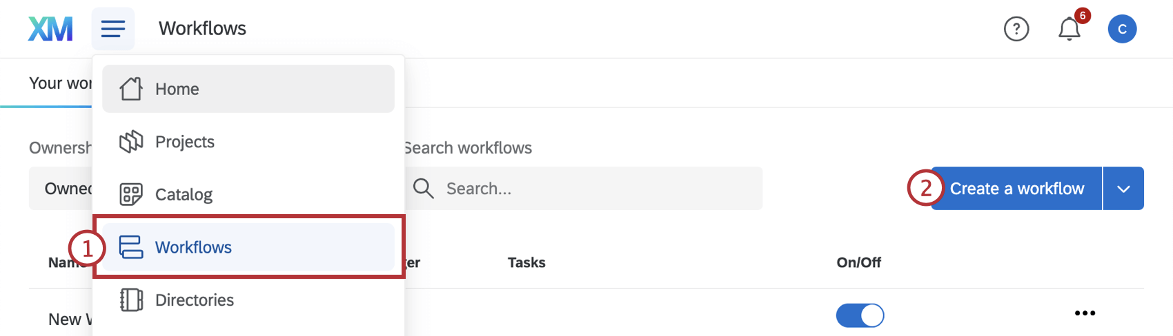 creazione di un flusso di lavoro in qualtrics
