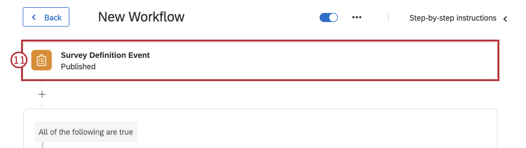 uMFRAGEN Definition Ereignis im Workflow