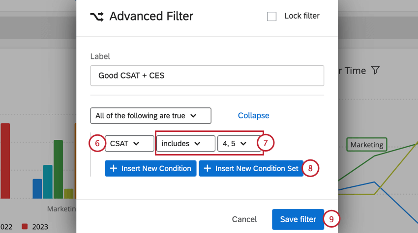 criação das condições filtro