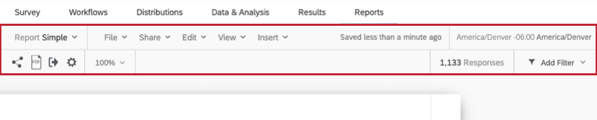 Reports toolbar along the top