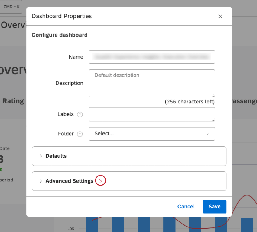 Klappen Sie den Abschnitt Erweiterte Einstellungen im Fenster Dashboard auf.