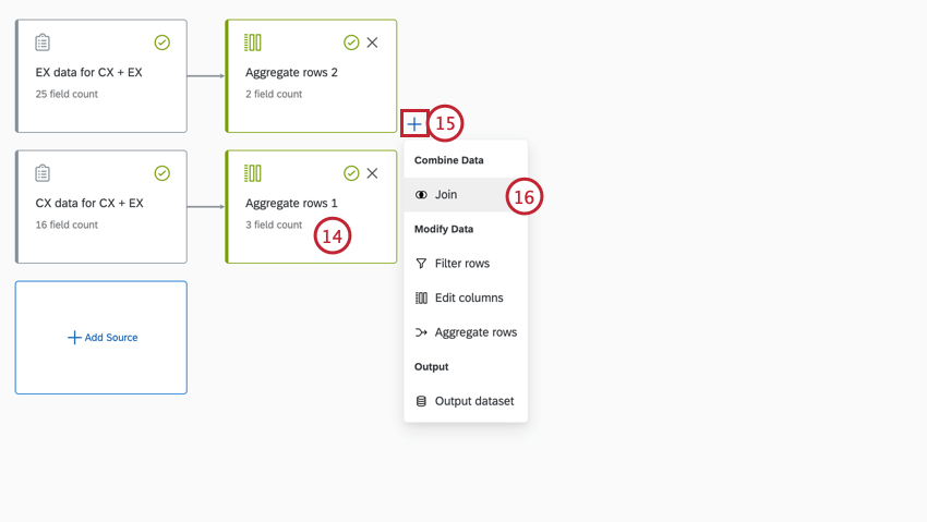clicking the plus sign and choosing Join