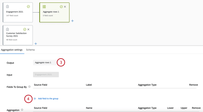 giving the output a name and clicking add field