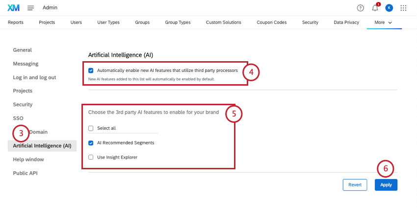 左側のメニューから［人工知能（AI）］を選択している