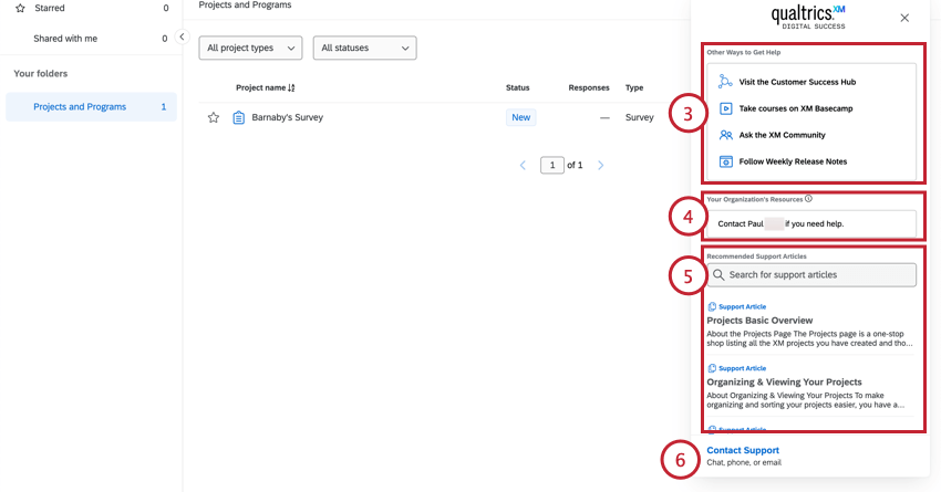 reviewing the additional help resources in the window