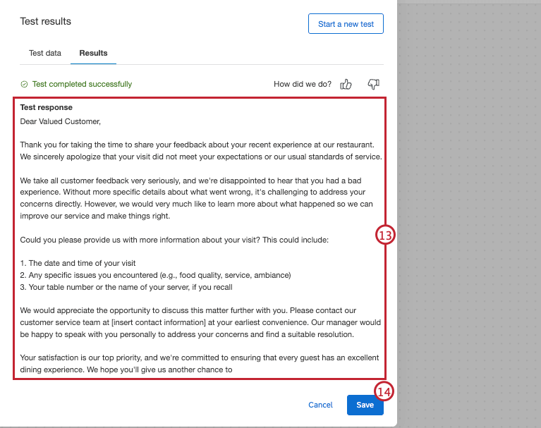 ausgabe einer Testantwort
