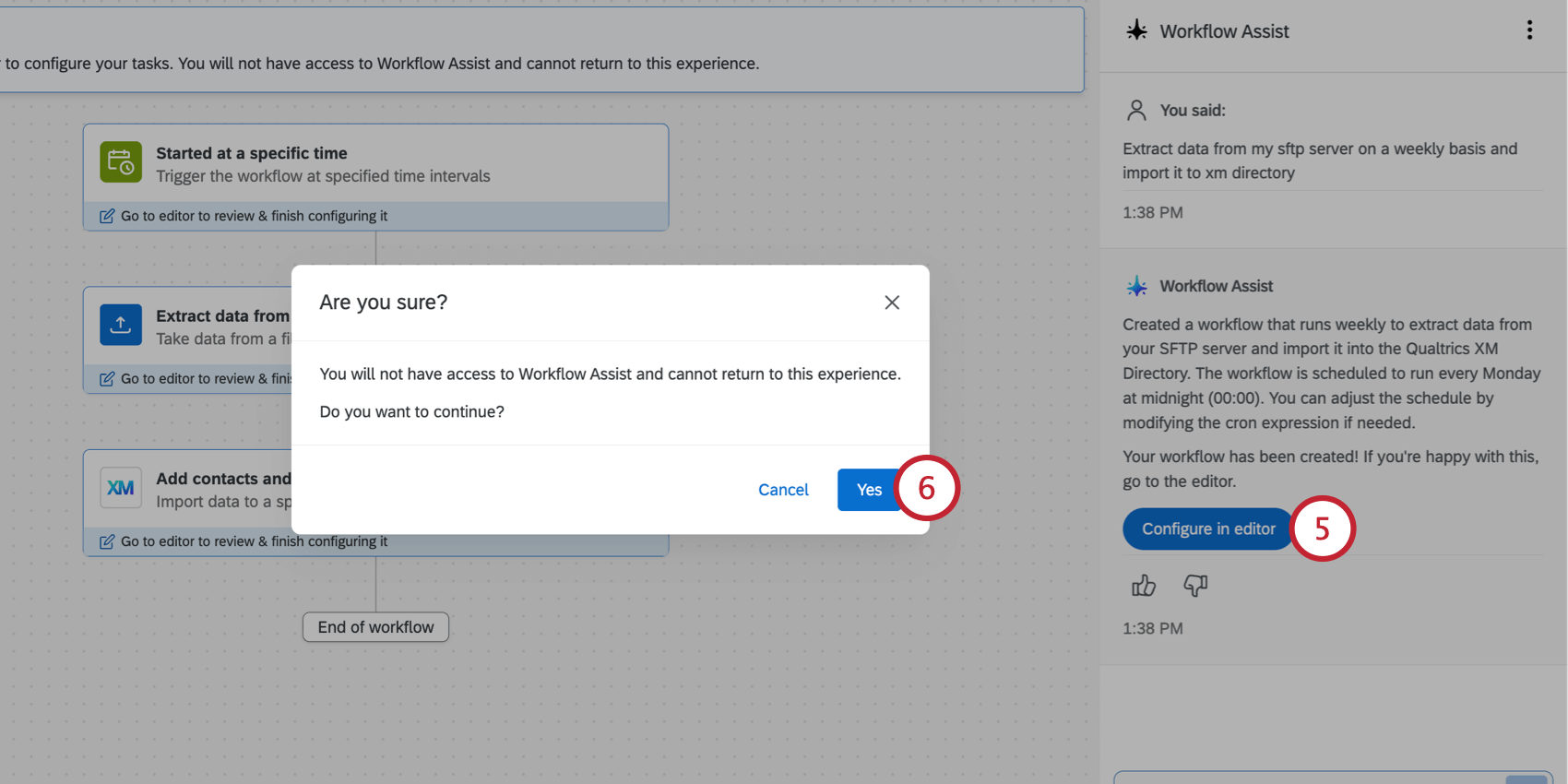 fare clic su configura nelleditor per impostare il flusso di lavoro