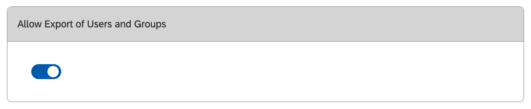 Um botão de alternância que diz permitir a exportação de usuários e grupos
