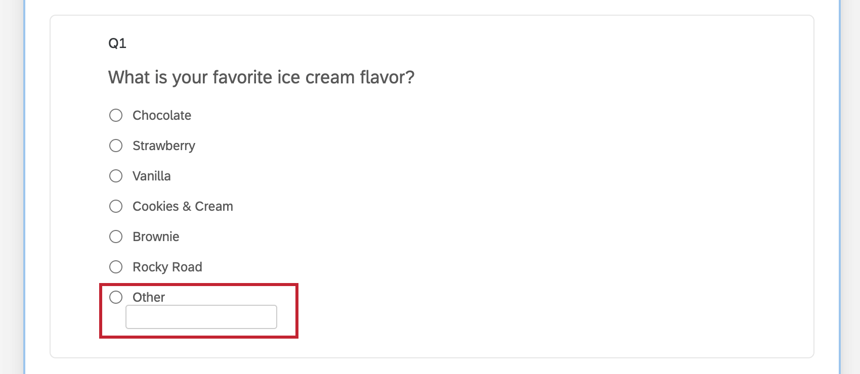 An "other" text box in a multiple choice question