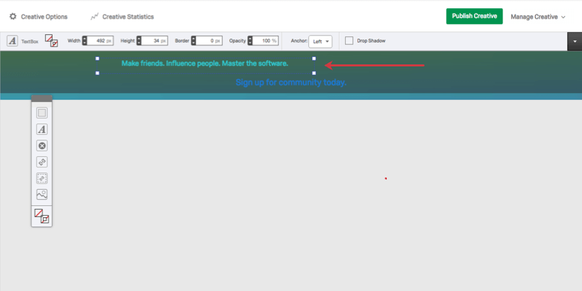 As the screen is stretched, the text stays anchored to the left, seeming to travel with the left side of the screen and de-center it