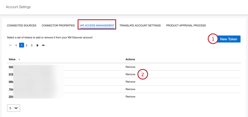 aggiungere un nuovo token api nelle impostazioni account