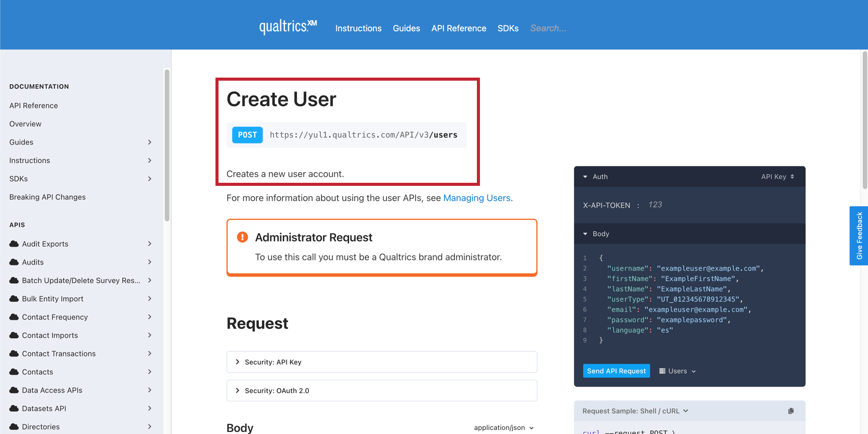 Nome e descrizione della chiamata API