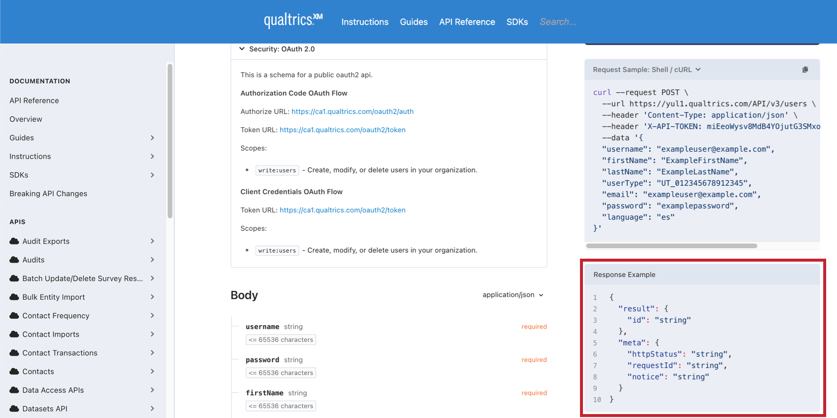 Example of Result Format