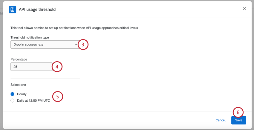 choisir les éléments à surveiller, le seuil à surveiller et la fréquence de vérification du seuil