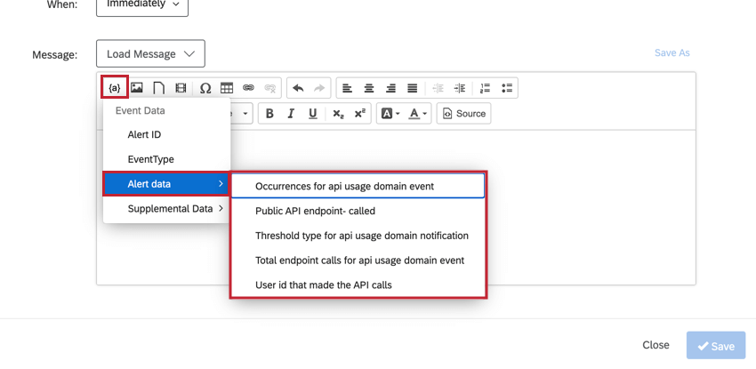 o menu texto transportado para tarefas acionadas por um evento de uso api