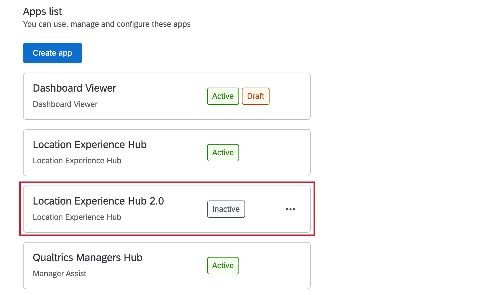 unapplicazione evidenziata nel menu di configurazione delle applicazioni