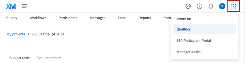Botón con la etiqueta aria para cambiar a. Aparece en el encabezado siguiente al ícono de perfil donde puedes abrir la configuración de cuenta.