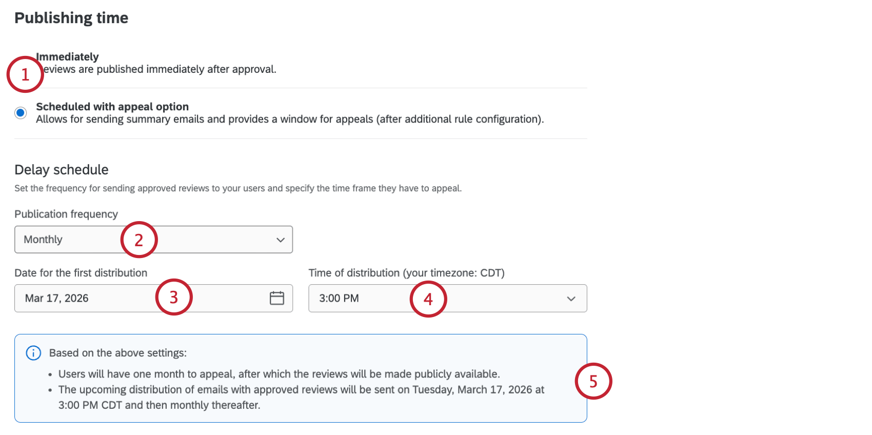 activation de loption de programmation avec appel et choix de la programmation de lemail
