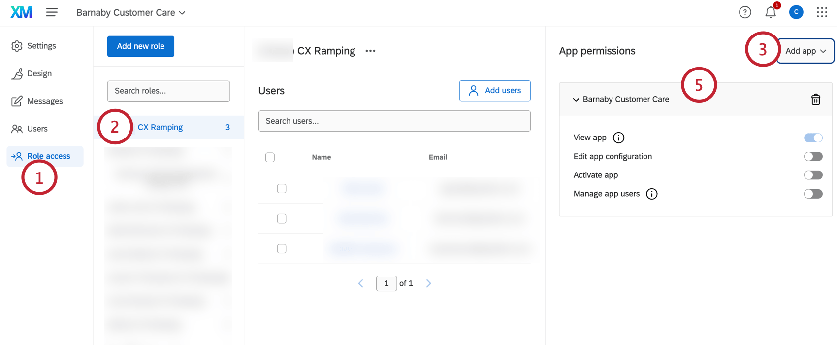 adding an app within the "Role access" tab